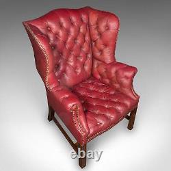 Antique Fireside Wing Back Armchair, English, Leather, Lounge Chair, Edwardian