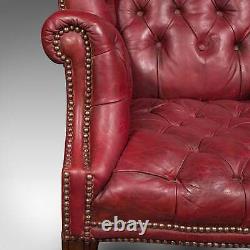 Antique Fireside Wing Back Armchair, English, Leather, Lounge Chair, Edwardian