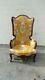 Antique Italian Carved Walnut Louis Xv Style High Back Fireside Wing Chair
