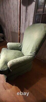 Antique Style Green Wing Back Fireside Arm Chair