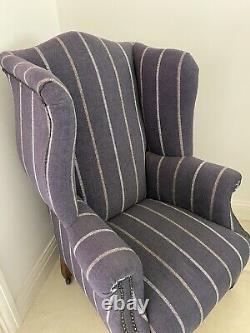 Antique Upholstered Armchair / Edwardian Wingback Armchair / Fireside Chair
