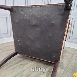 Antique Victorian Edwardian Wing Back Fabric Fireside Tub Chair Carved Armchair