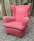 Antique Vintage Salmon Fabric Fireside Wingback Armchair Upholstery Project