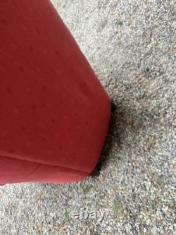 Antique Vintage Salmon Fabric Wingback Fireside Armchair For Upholstery Project