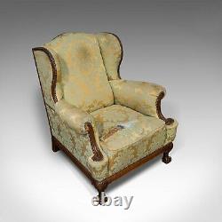 Antique Wing-Back Arm Chair, English, Fireside, Lounge, Seat, Edwardian, 1910