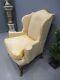 Antique Wing Back Library Chair Fireside Chair Ladies Chair Serpentine Shape