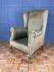 Antique Wingback Large Fireside Armchair Carved Shell Feet Re-upholstery Project