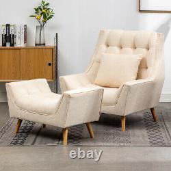 Armchair Chesterfield Fireside Chair Wing Back Lounge Single Sofa With Footstool