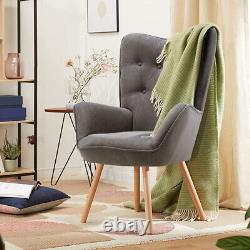 Armchair Fabric Wing Back Button Accent Chair Foam Padded Accent Sofa Fireside