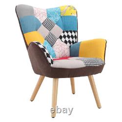 Armchair Fabric Wing Back Button Accent Chair Foam Padded Fireside Accent Sofa