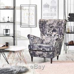 Armchair MALMO Wingback Scandi Style Fireside Chair Beech Legs Choice of Colours
