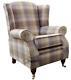 Arnold Fireside High Back Wing Armchair Hunting Tower Grape Check Tweed Wool
