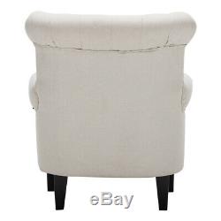 Artisdeo Wing Back Tub Chair Fabric Button Fireside Occasional Armchair Studs Uk