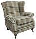 Ashley Fireside High Back Wing Armchair Balmoral Beige Green Check Fabric