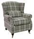 Ashley Fireside High Back Wing Armchair Lana Beige Check Fabric