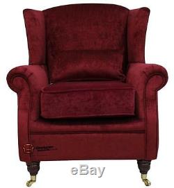 Ashley Fireside High Back Wing Armchair Pimlico Rouge Red Fabric