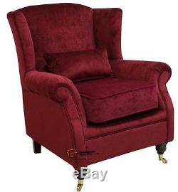 Ashley Fireside High Back Wing Armchair Pimlico Rouge Red Fabric