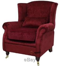 Ashley Fireside High Back Wing Armchair Pimlico Rouge Red Fabric