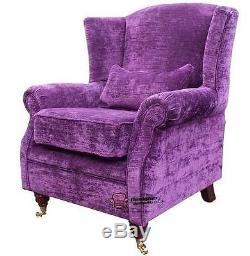Ashley Fireside High Back Wing Armchair Velluto Amethyst Purple Fabric