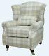 Ashley New Wing Chair Fireside High Back Armchair Balmoral Natural Check Ps