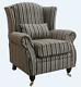 Ashley Wing Chair Fireside High Back Armchair Fantasia Stripe Cocoa Brown Fabric