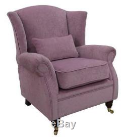 Ashley Wing Chair Fireside High Back Armchair Pimlico Lilac Fabric
