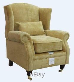 Ashley Wing Chair Fireside High Back Armchair Velluto Gold Fabric
