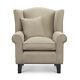 Beige Wingback Armchair Chenille Fabric Chair Fireside Living Room Free Cushion
