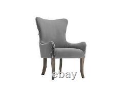 Birlea Ellis Easy Accent Fireside Occasional Chair Grey Velvet Fabric Stud