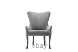 Birlea Ellis Easy Accent Fireside Occasional Chair Grey Velvet Fabric Stud