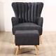 Black Grey High Back Wing Armchairs Fireside Reading Chair With Relaxing Footstool