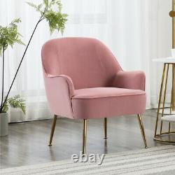 Blush Pink Velvet Wing Back Tub Armchair Fireside Sofa Upholstered Vanity Chairs