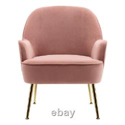 Blush Pink Velvet Wing Back Tub Armchair Fireside Sofa Upholstered Vanity Chairs