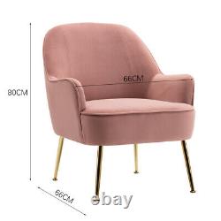 Blush Pink Velvet Wing Back Tub Armchair Fireside Sofa Upholstered Vanity Chairs