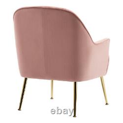 Blush Pink Velvet Wing Back Tub Armchair Fireside Sofa Upholstered Vanity Chairs