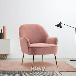 Blush Pink Velvet Wing Back Tub Armchair Fireside Sofa Upholstered Vanity Chairs