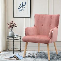 Blush Pink Wing Back Button Tub Occasional Chair Armchair Fireside Bedroom Sofa