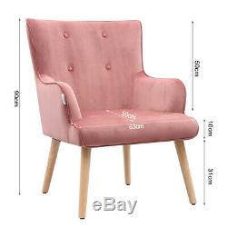 Blush Pink Wing Back Button Tub Occasional Chair Armchair Fireside Bedroom Sofa