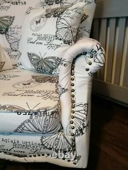 Brand new Luxury velvet Beautiful Queen Anne fireside Accent wingback armchair