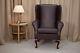 Brown Faux Leather Wingback Armchair Fireside Chair In Durham Vinyl Handmade