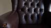 Brown Leather Chesterfield Wing Back Queen Anne Style Chair