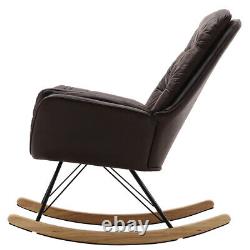 Brown Tan Faux Leather Rocking Chair Armchair Wing Back Fireside Relaxing Sofa