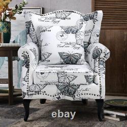 Butterfly Accent Chair Wingback Velvet Tiger Armchair Fireside Sofa Living Room