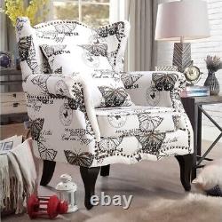 Butterfly Accent Chair Wingback Velvet Tiger Armchair Fireside Sofa Living Room