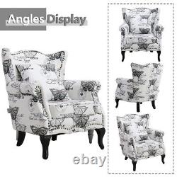 Butterfly Accent Chair Wingback Velvet Tiger Armchair Fireside Sofa Living Room