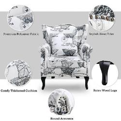 Butterfly Accent Chair Wingback Velvet Tiger Armchair Fireside Sofa Living Room