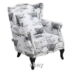 Butterfly Fabric Wing Back Queen Anne High Back Fireside Armchair Lounge Chair