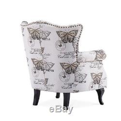 Butterfly Velvet Chesterfield Queen Anne Armchair High Wingback Fireside Chair