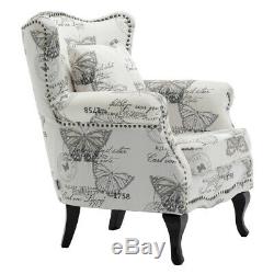 Butterfly Velvet Occasional High Back Chair Armchair Sofa Wingback Seat Fireside
