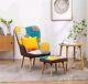 Butterfly Wingback Armchair Fireside Lounge Chair & Footstool For Living Bedroom